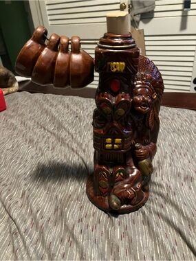 Vintage Mid Century Ceramic Totem Pole Liquor/Whiskey Decanter Set
